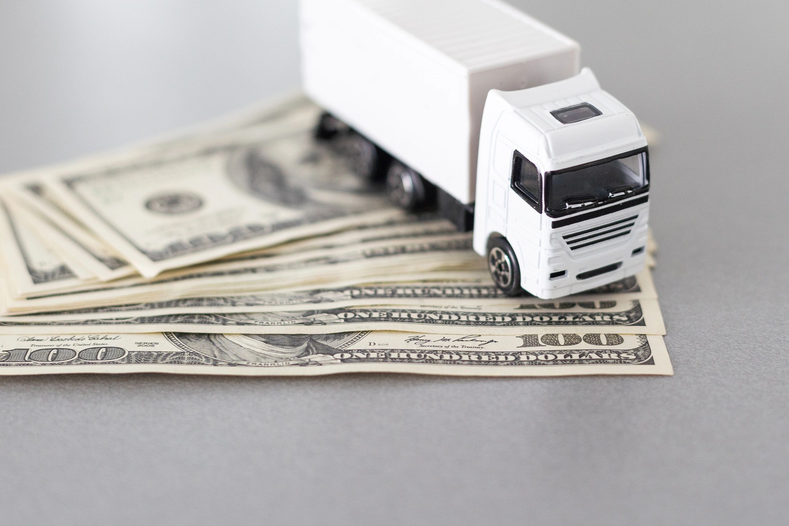 Toy truck model on a white background