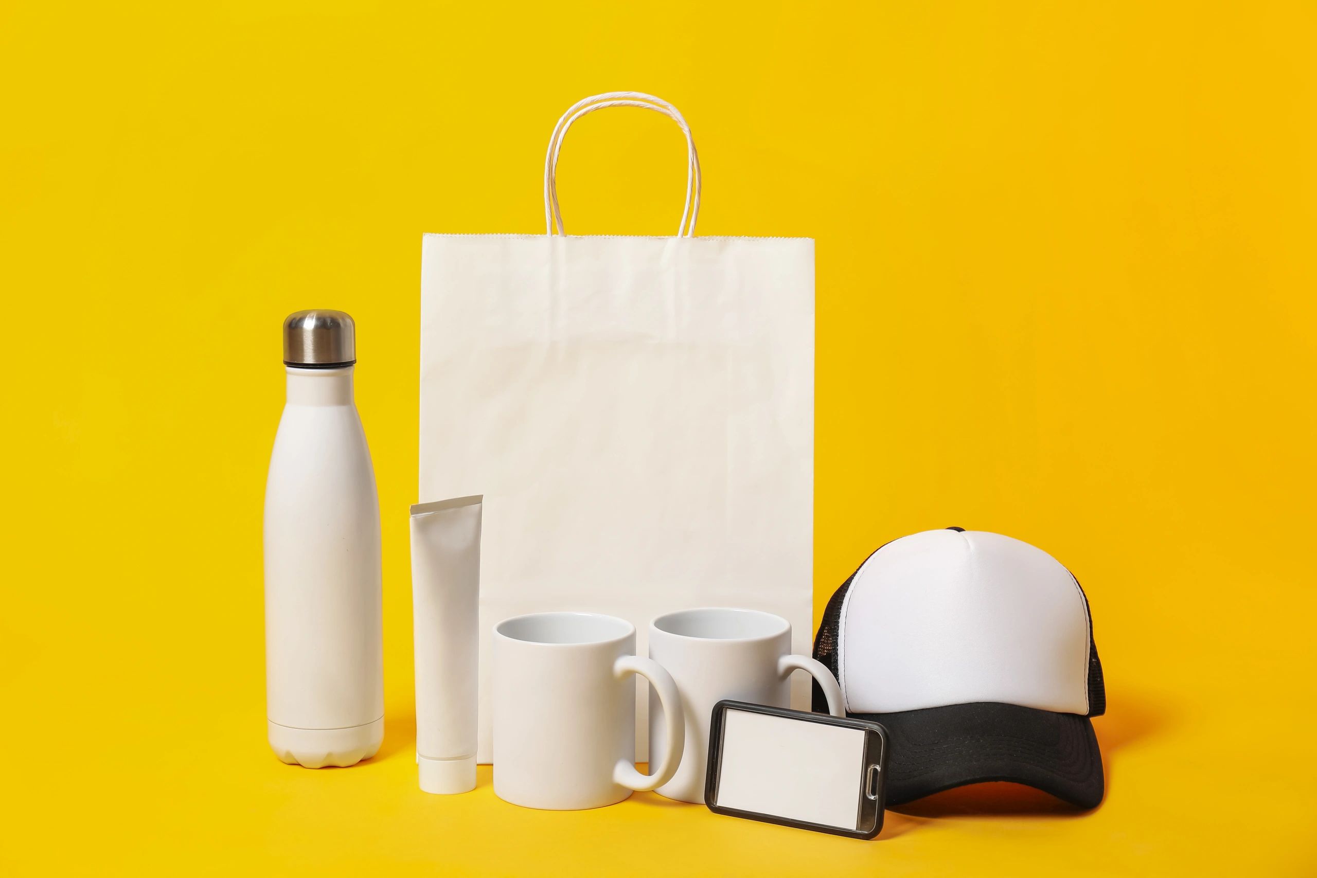 Blank items arranged for branding mockups